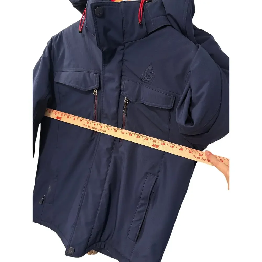 Gerry M Nimbus Tech Snowboard Jacket $199 Detachable Hood Puffer Ski Coat Blue